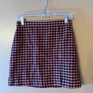 Hollister Red and Black Checkered Mini Skirt